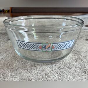 Vintage 1986 Hallmark Rooster Glass Mixing Bowl Farmhouse Country Kitchen